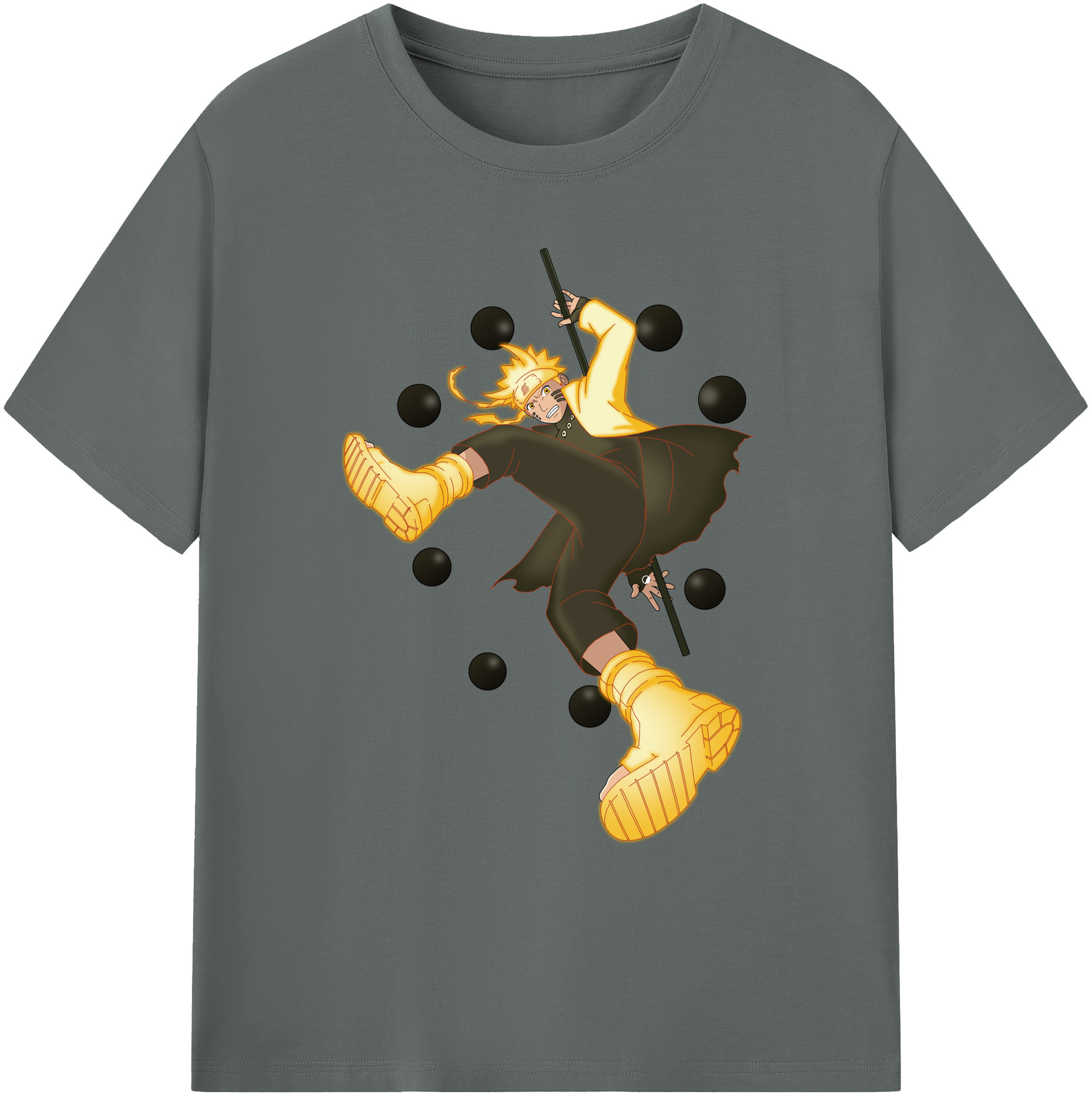 （画像用） NARUTO -ナルト- うずまき ナルト Uzumaki Naruto 綿100％ メンズ半袖Tシャツ｜肌触りやわらか＆通気性